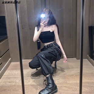 束脚直筒女宽松BF春秋工装裤显瘦裤子百搭2026新款九分ins高腰潮