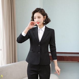 春秋款黑色小西装外套女士职业装学生面试正装白领气质装酒店工装