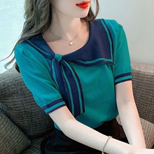 冰丝短袖t恤女2025新款夏季女装时尚时髦洋气减龄大领上衣服百搭