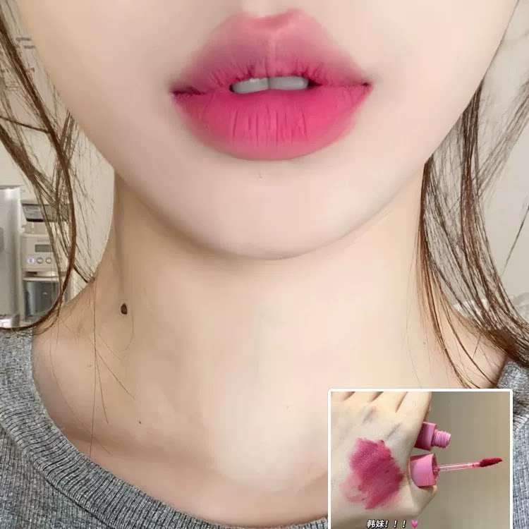 冷感韩妹色！橄榄皮真爱柔雾丝绒唇釉哑光唇泥显白不挑皮韩系口红