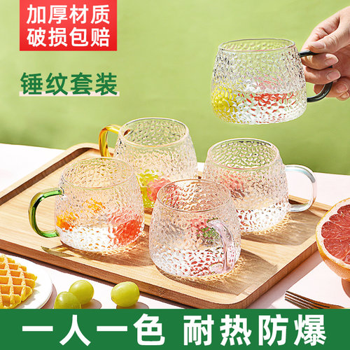 耐高温日式带把玻璃杯子水杯套装