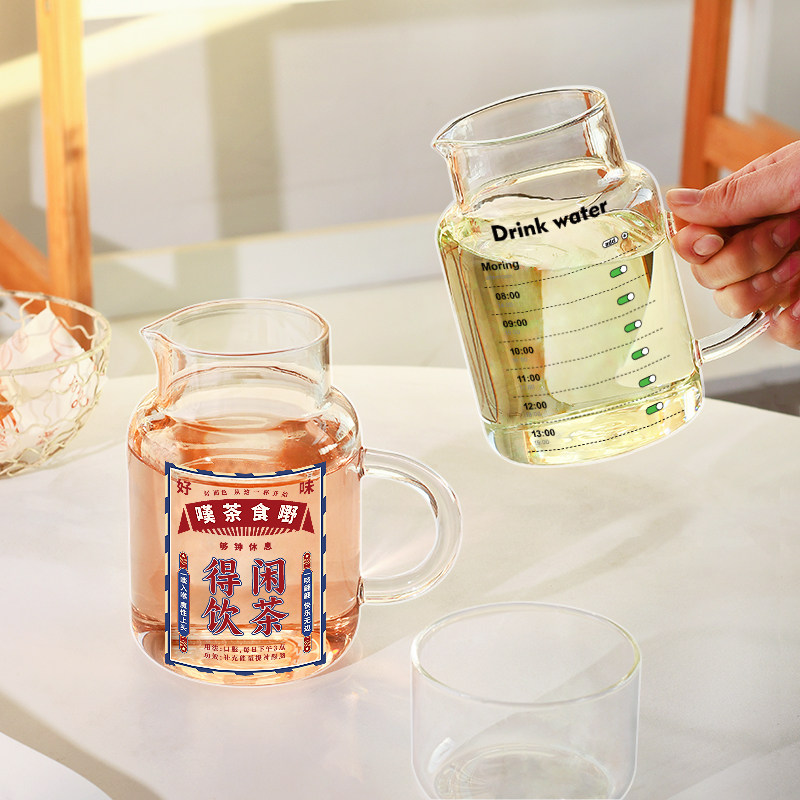 水杯耐高温泡茶杯高硼硅玻璃杯大容量800ml喝水杯子女带盖咖啡杯