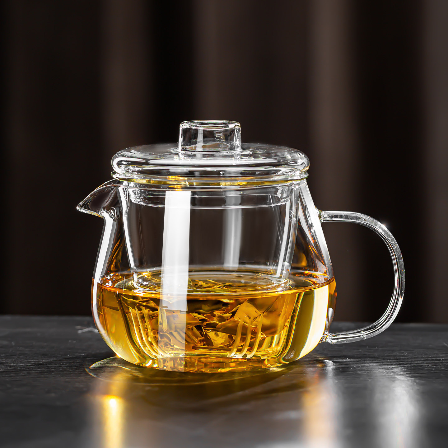 执白玻璃茶水分离过滤泡茶壶