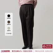 多重线条高腰西裤 商务休闲西装 男 意式 裤 平圆方中通勤直筒裤