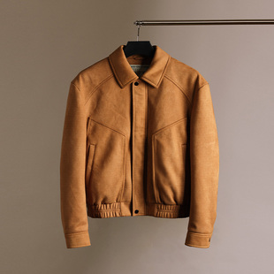 秋冬翻领轻薄棉衣外套男款 平圆方中2025年新款 麂皮绒绗棉夹克