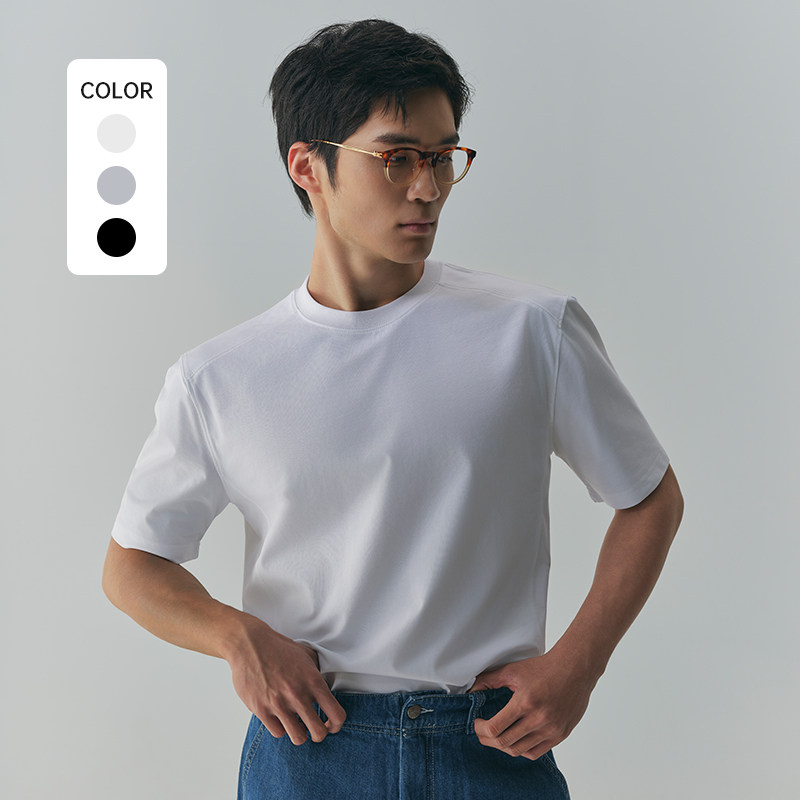 立体裁剪凉感抗菌 PYFZ短袖男款夏季t恤宽松透气圆领休闲打底衫