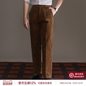 子高级感复古秋冬长裤 平圆方中高腰加厚直筒裤 灯芯绒休闲裤