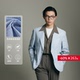 蓝白泡泡纱 平圆方中上衣夏季 轻薄蓝白色西服套装 男西装 外套