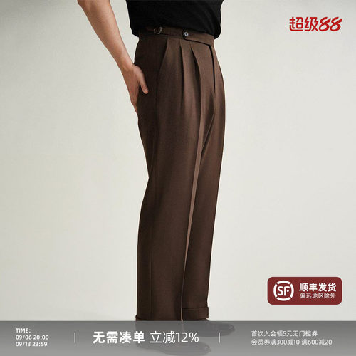 那不勒斯多线条商务休闲西裤男