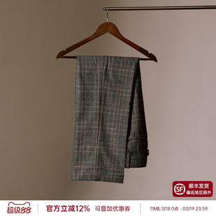 【30%羊毛】平圆方亲王格深灰色复古商务休闲西裤高腰西装裤男