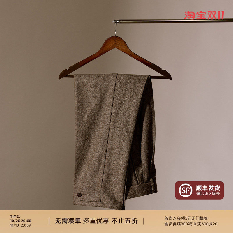 【50%羊毛】平圆方中骑行套装易打理复古商务休闲西裤高腰西装裤