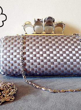 编织方形手抓晚宴包魔戒闪耀手拿包