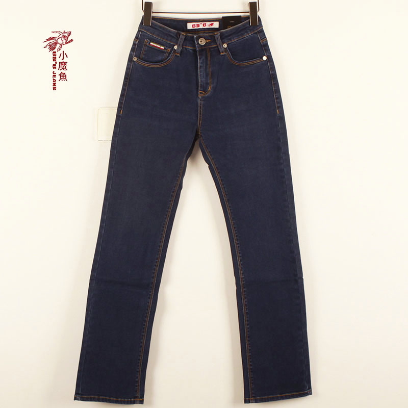 小魔鱼专柜正品2337049 004绣花直脚春季弹力修身显瘦女牛仔长裤