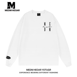 t恤男女春秋季 HEOAR刺绣logo长袖 MEDM 百搭打底衫 王鹤棣同款