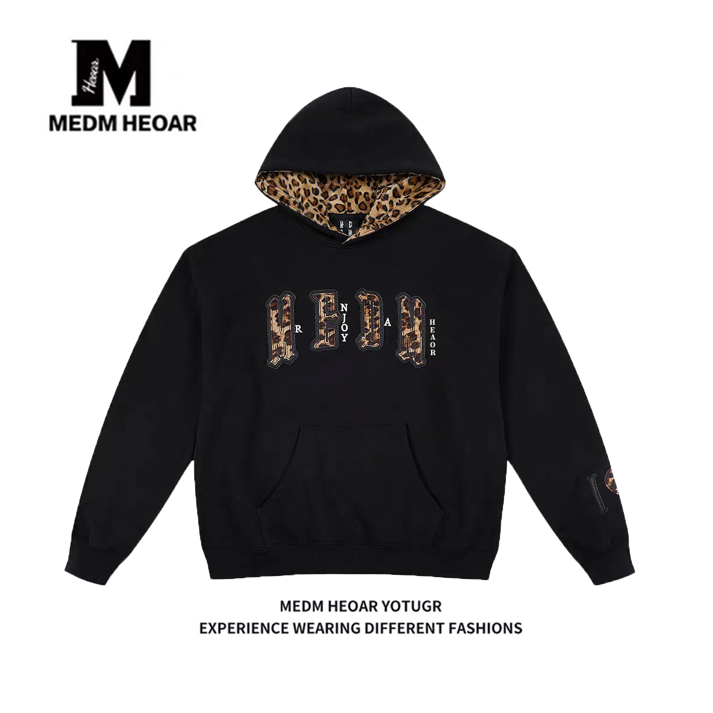 MEDM豹纹双层皮毛豹纹连帽卫衣