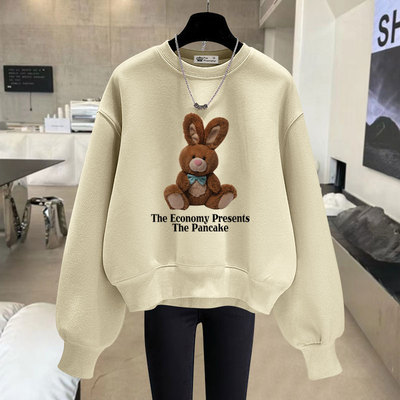 套头圆领长袖卫衣宽松