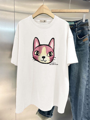 短袖t恤中长款白色韩版宽松