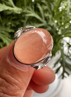 捡漏纯天然幽灵粉兔毛原创设计纯银镶嵌男女活扣戒指一物一图热卖