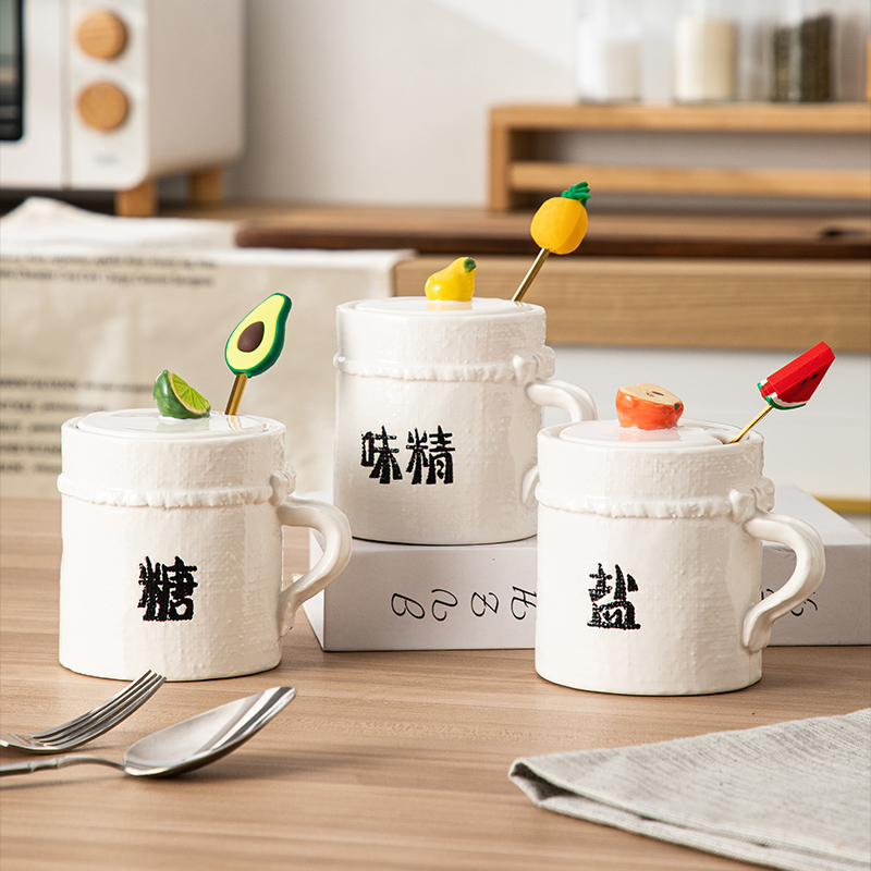 陶瓷调味罐盐味精糖收纳盒调料罐