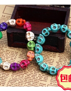 绿松石男女款招财转运骷髅头手串