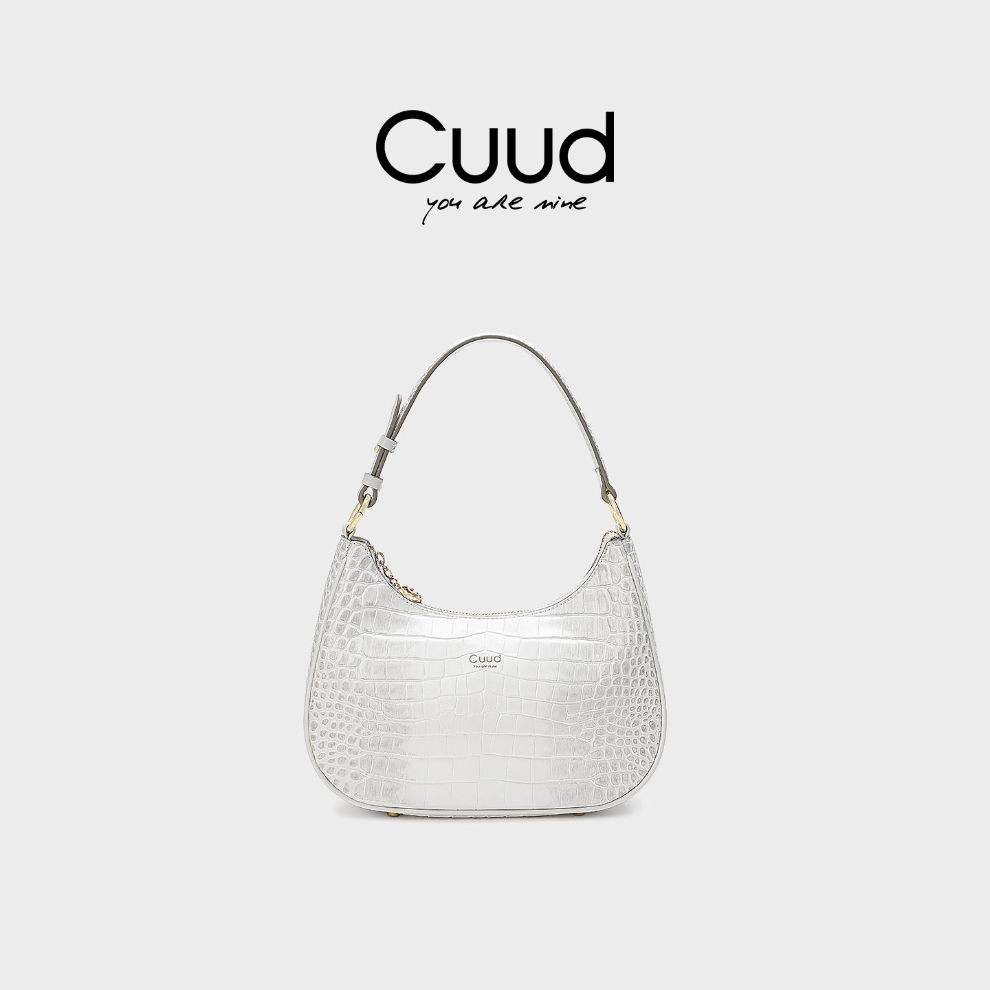 【专柜】喜马拉雅腋下包白色渐变鳄鱼纹新月包春夏高级感单肩包