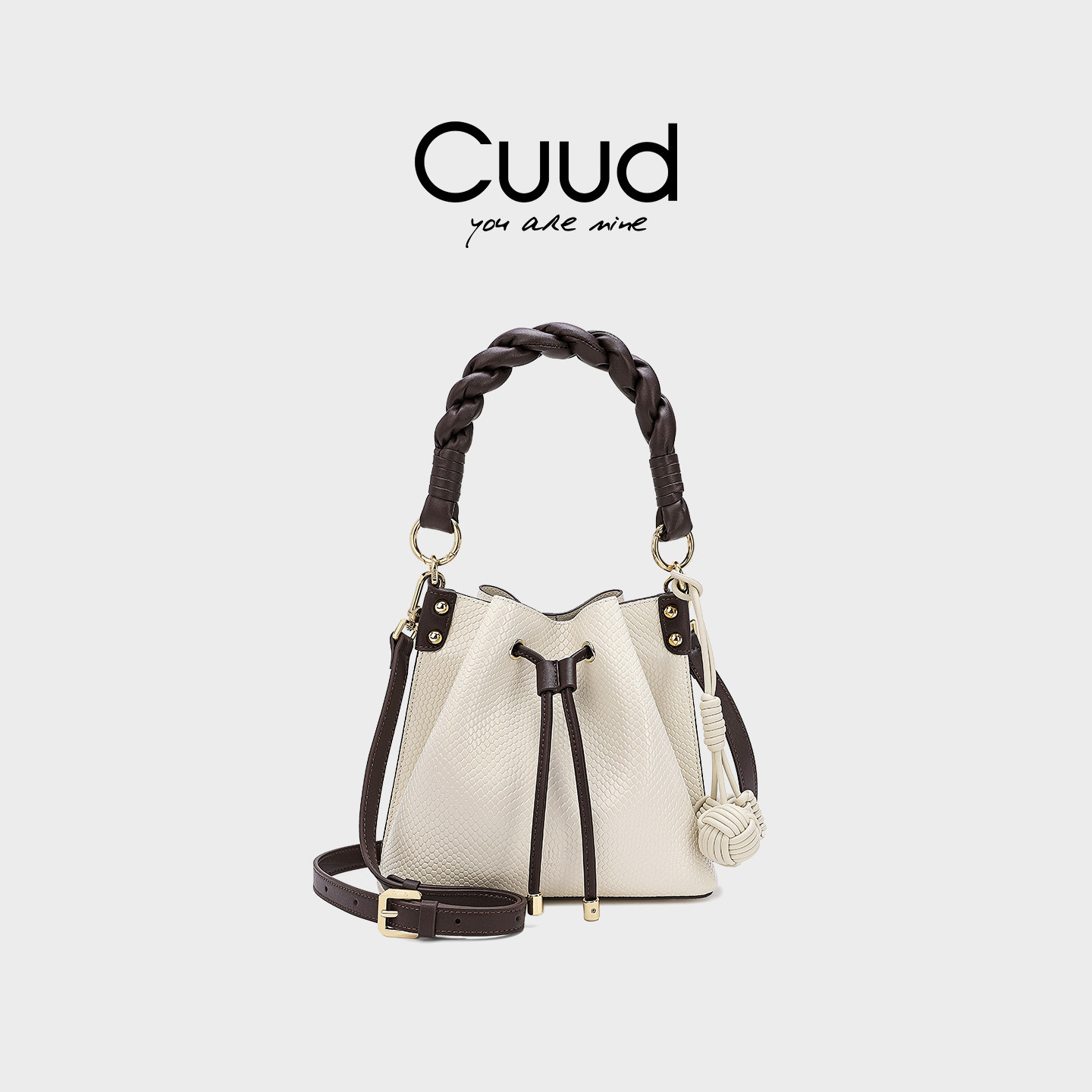 【专柜】Cuud包包冬季2026款水桶包女斜挎高级感小众真皮蛇纹女,箱包皮具/热销女包/男包,水桶包,淘宝优惠券,粉丝福利购,淘宝优惠卷