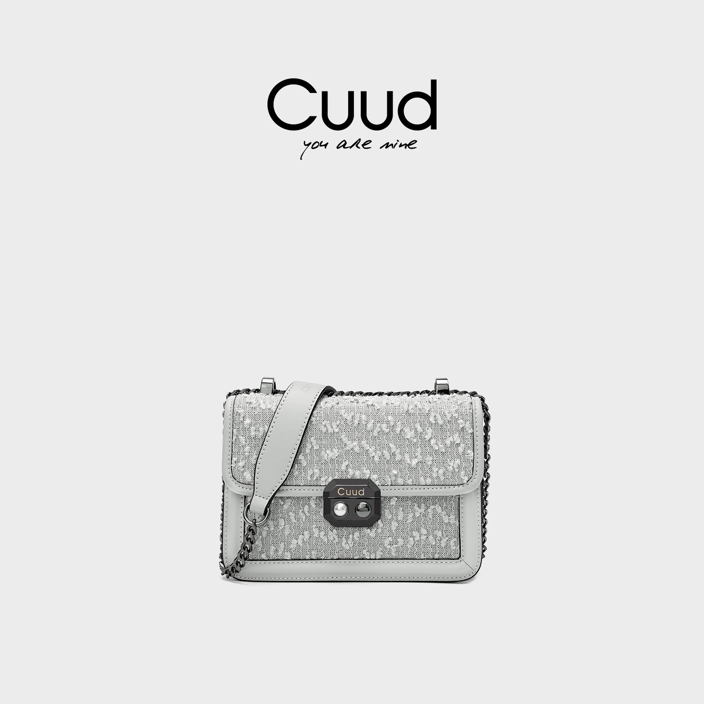 【专柜】Cuud女包单肩包春夏时尚小包白色链条包女斜挎牛皮小香