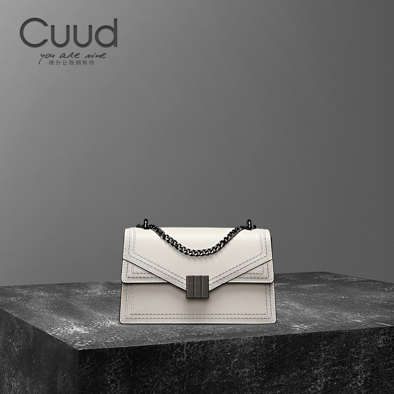 Cuud单肩包百搭时尚腋下小包2026新款白色链条包女斜挎真皮小香风