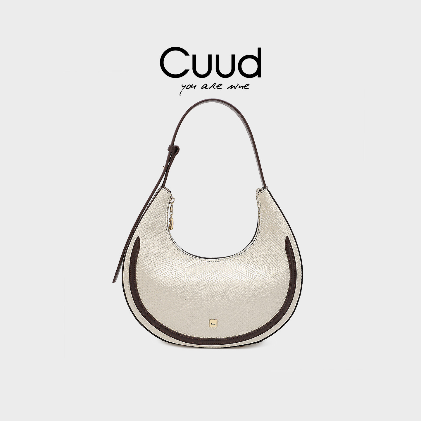 【专柜】Cuud单肩腋下新月包包女春夏新款高级感真皮蛇纹月弯包