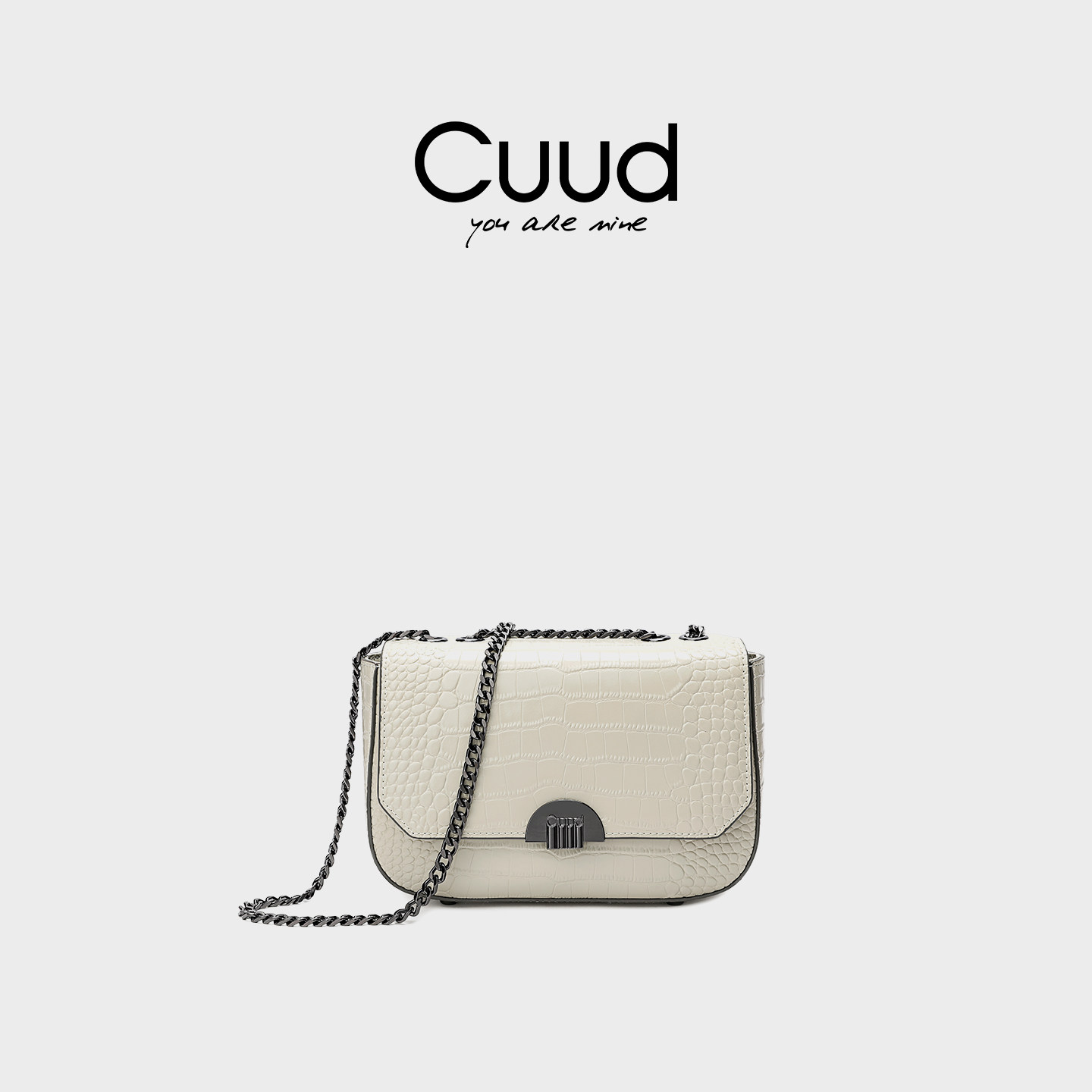 【专柜】Cuud轻奢白色包包女斜挎鳄鱼纹通勤链条单肩真皮小方包,箱包皮具/热销女包/男包,小方包,淘宝优惠券,粉丝福利购,淘宝优惠卷