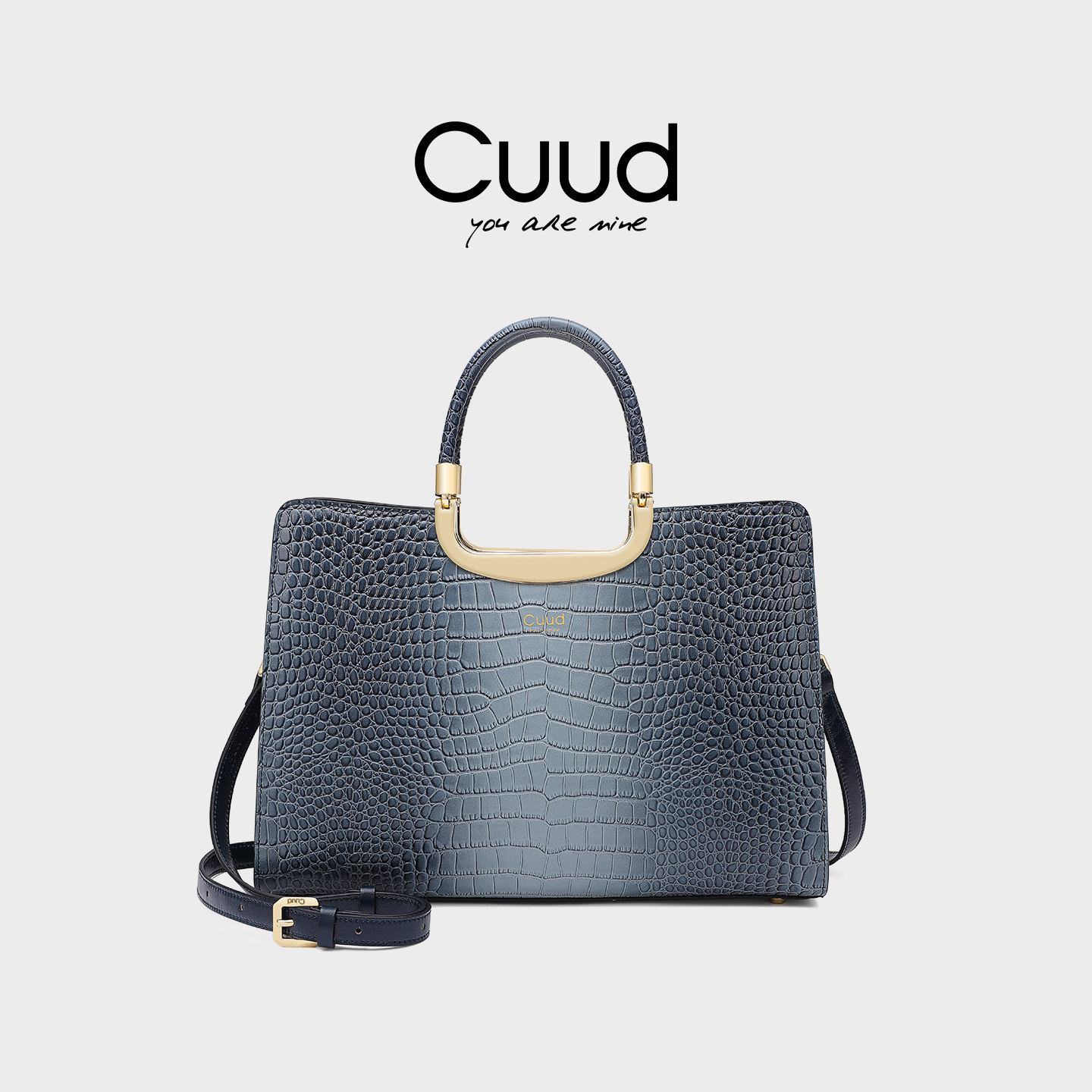 Cuud轻奢渐变鳄鱼纹手提包