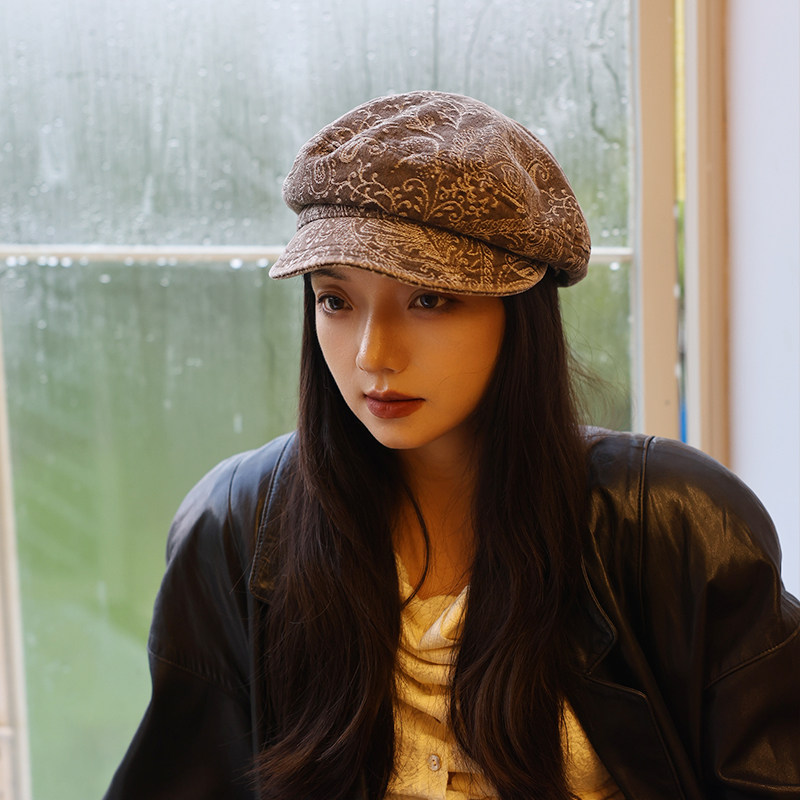 藤蔓】小众审美植物藤蔓刺绣八角帽女复古画家帽百搭显脸小报童帽