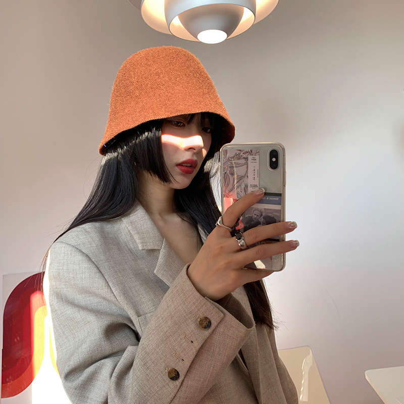 柔软羊毛呢禁欲系渔夫帽女水桶帽