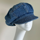 日系重工明线拼接休闲复古牛仔八角帽子男女秋季 报童帽贝雷帽潮