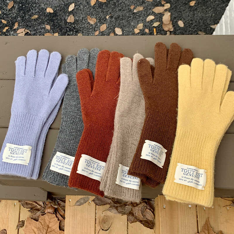 ins韩国护腕长款手套针织分指