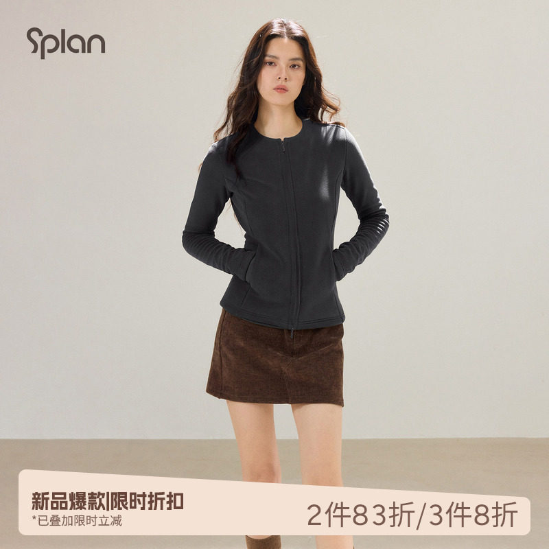SPLAN轻运动舒适柔软绒感外套圆领百搭保暖上衣秋冬显瘦休闲卫衣