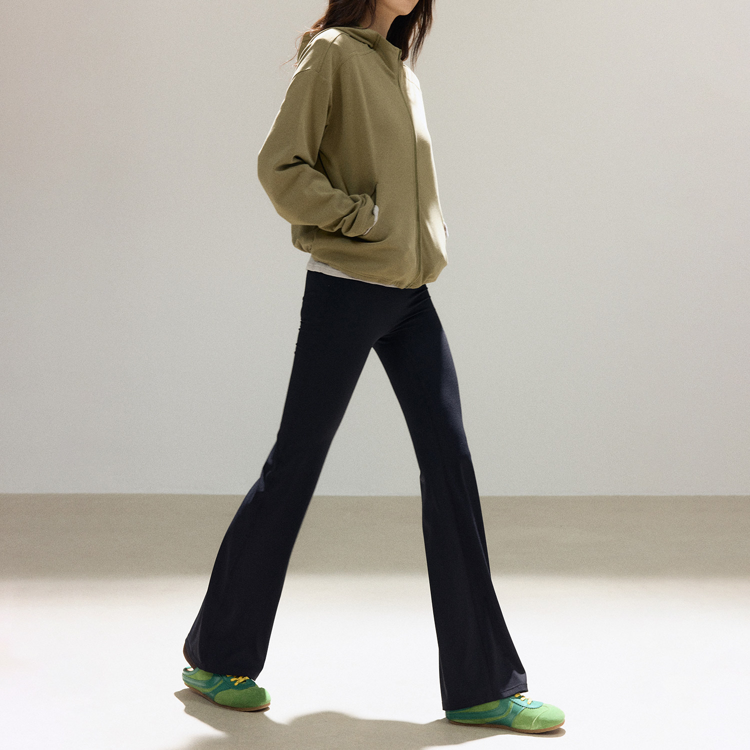 SPLAN轻运动 7A抗菌高腰提臀微喇裤百搭长裤收腹运动紧身吸湿速干