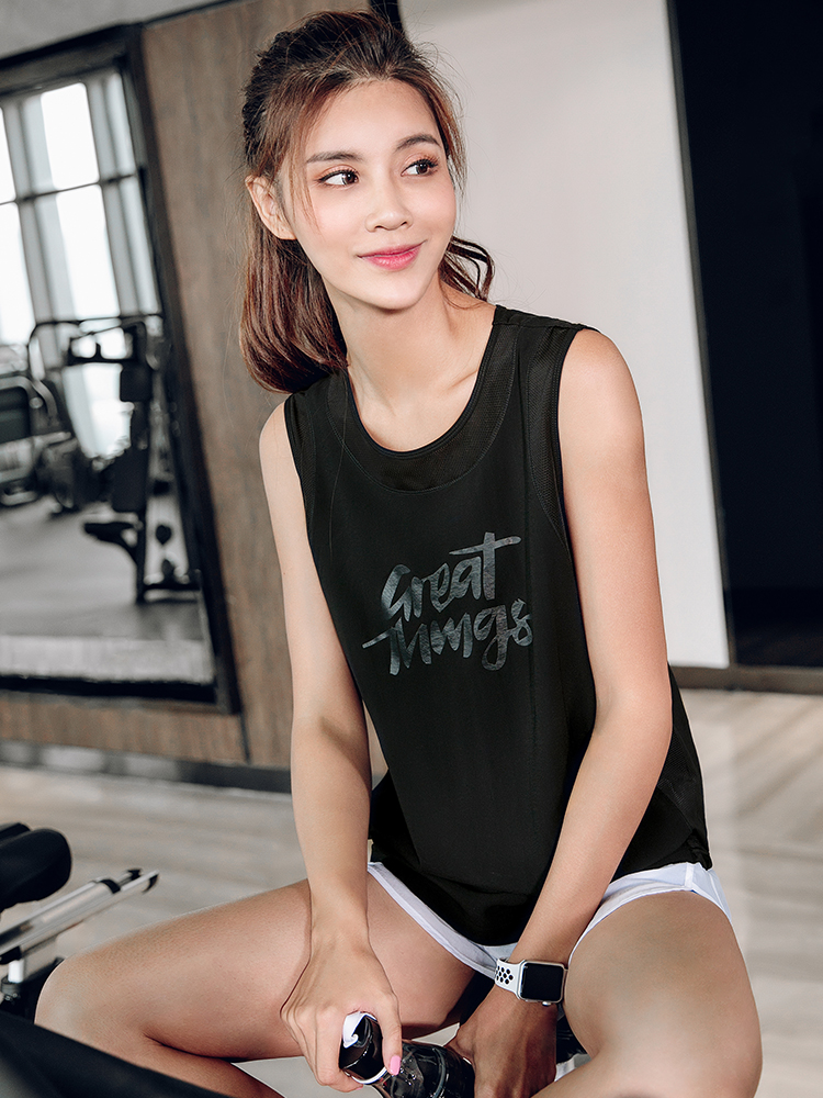 Sports blouse Women's fitness clothes Quick-drying tops Yoga clothes Summer thin T-shirt loose sleeveless vest outside wear running