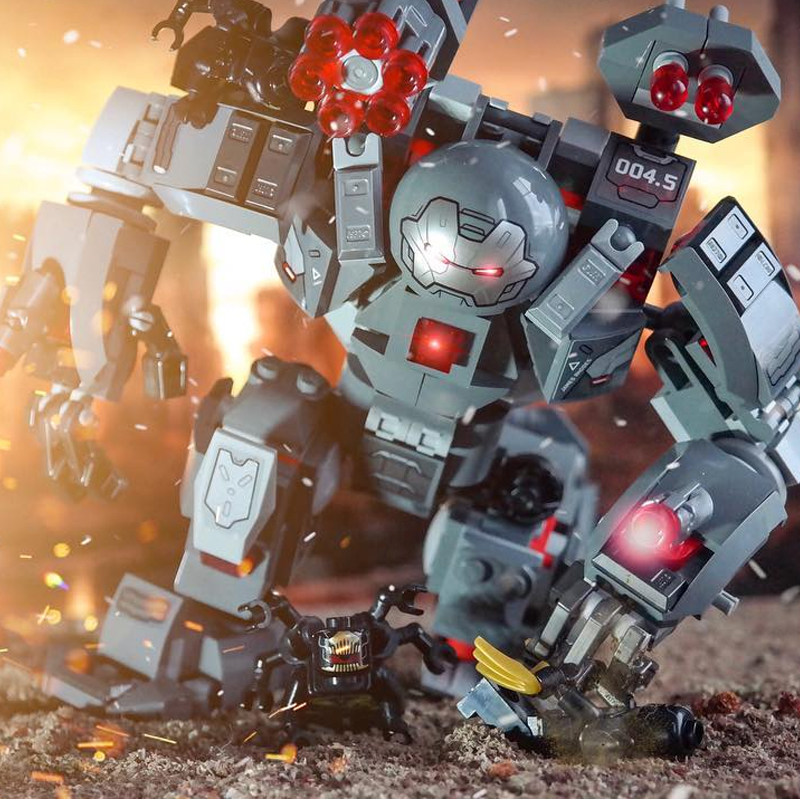 国产积木复仇者联盟钢铁侠反浩克装甲拼装76124人仔玩具战争机器