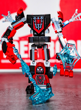 中国积木蜘蛛侠复仇者平行宇宙小黑蛛迈尔斯机甲玩具人仔76171MOC