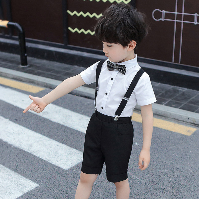 小学生校服套装英伦风六一背带裤儿童西装短裤夏天男童礼服花童