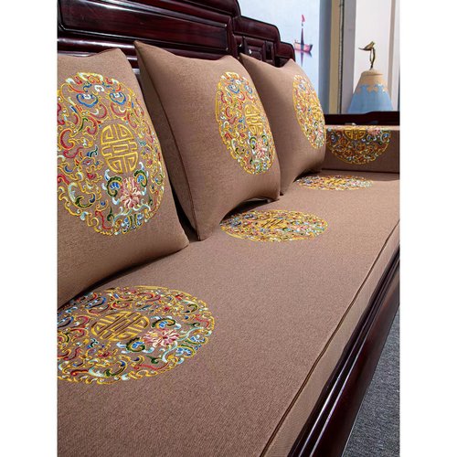 红木沙发坐垫新中式垫子套罩实木椅子沙发垫家具罗汉床垫海绵定制