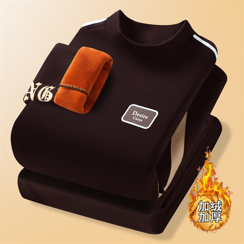 青少年保暖内衣男加厚加绒初中学生高中大童秋衣秋裤套装全棉冬季