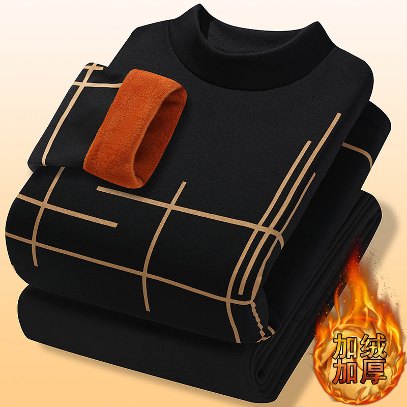 加绒冬季黄金绒2026冬季秋衣秋裤青少年保暖内衣套装男加厚打底衫