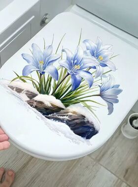 清新简约植物花朵墙贴纸浴室瓷砖厕所马桶盖子贴画水箱装饰遮丑
