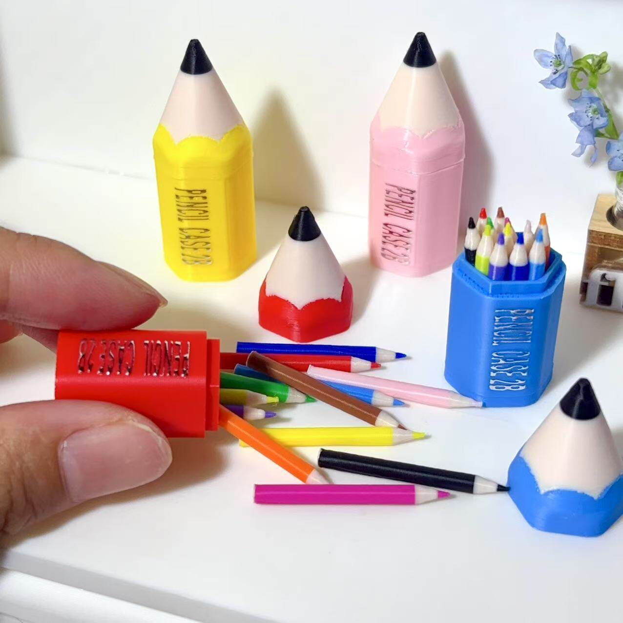Dollhouse娃屋迷你彩色铅笔创意笔筒微缩文具 学习场景模型配件