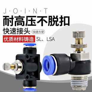 01气动调速阀调节阀可调气缸调速sl4 SL节流阀sl6 m5气管快速接头