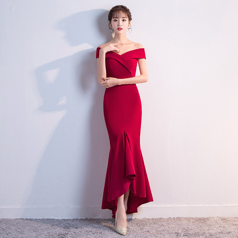 敬酒服新娘2026秋冬结婚新款红色中长款韩式礼服修身显瘦晚礼服女