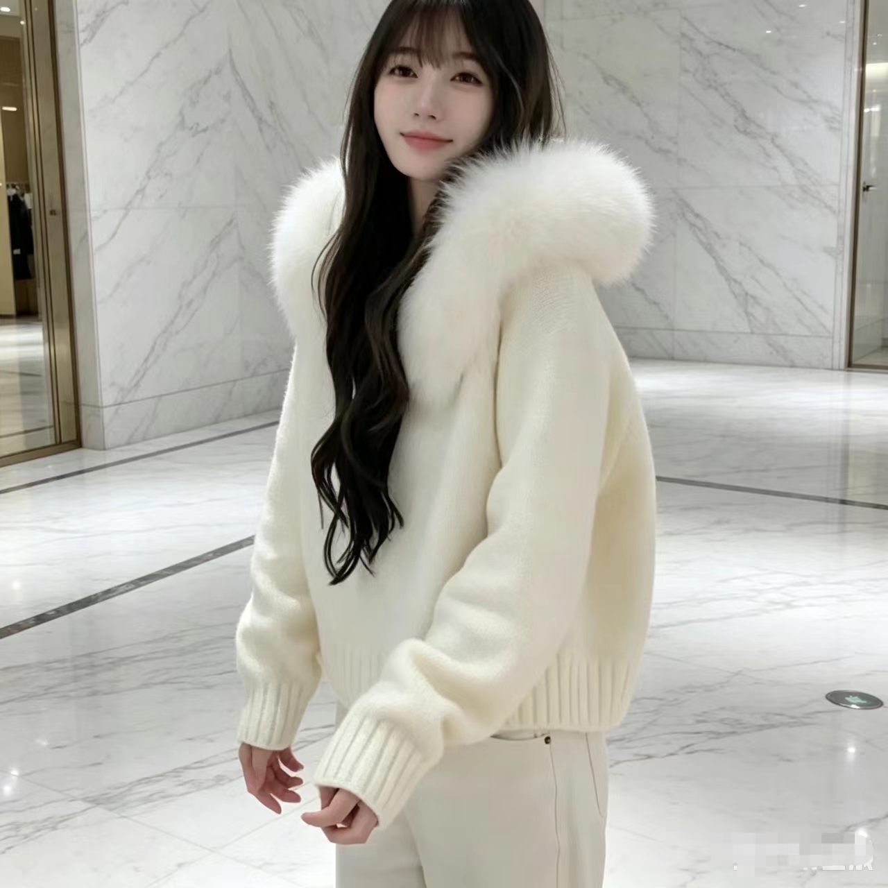 2025新款皮草女连帽大毛领加厚上衣外套秋冬新款时尚百搭实拍