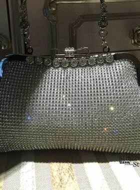 蝴蝶结头晚宴包镶钻手环手拎袋宴会钻包水钻包礼服旗袍搭配斜挎袋